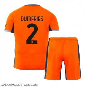 Inter Milan Denzel Dumfries #2 Kolmaspaita Lapsille 2023-24 Lyhythihainen (+ shortsit)